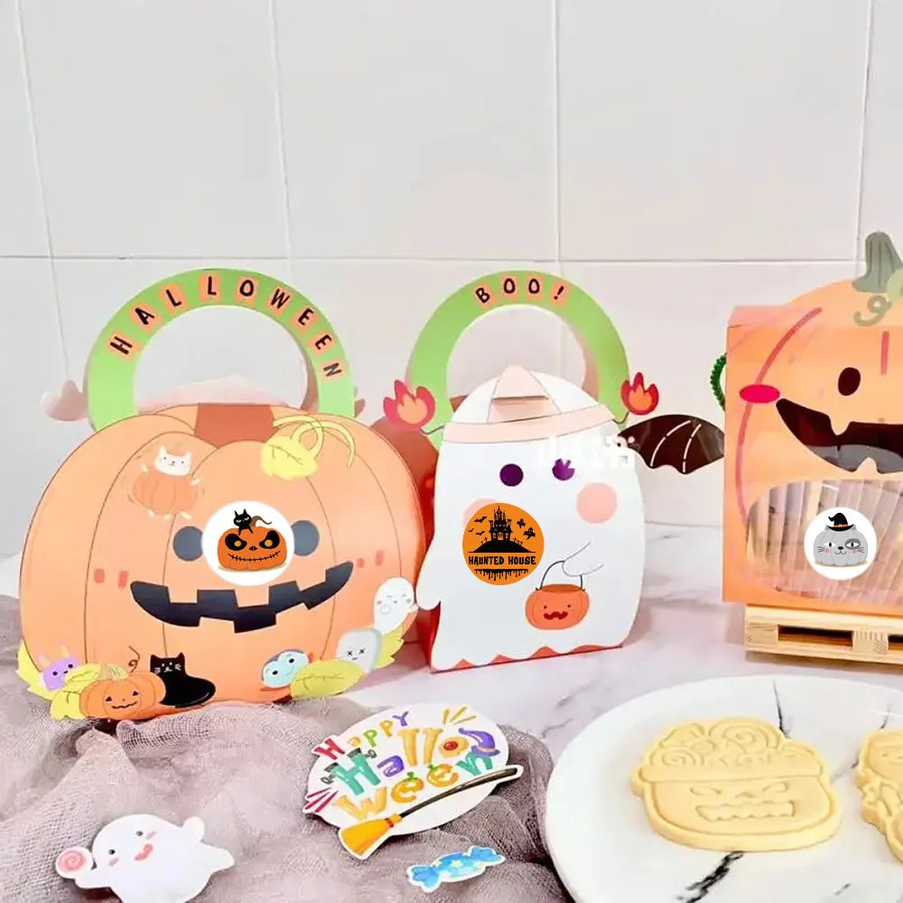 500Pcs/Roll Halloween Themed Gift Sealing Stickers 2.5cm/1.0in DlY Holiday Decoration Trick or Treat Labels Perfect For Adorning