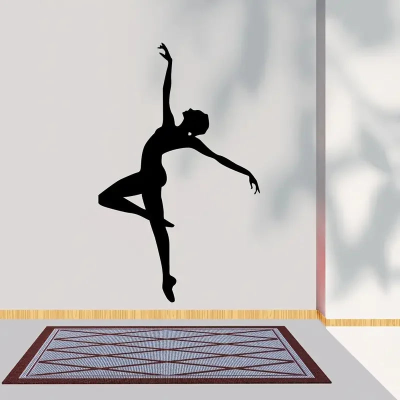 Chic Black Dancer Wall Decal - Contemporary PVC Self-Adhesive Sticker for Bedroom & Living Room Decor