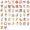 50/100PCS Cartoon Flower Heart Language Sticker Pack Waterproof Transparent PET Decorative Guitar Notebook Hot Stamping