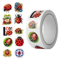 500PCS Kawaii Red Bug Sticky Paper Sticker Labels Thank You Sticker Sealing DIY Decoration Scrapbooking Supplies for Kids