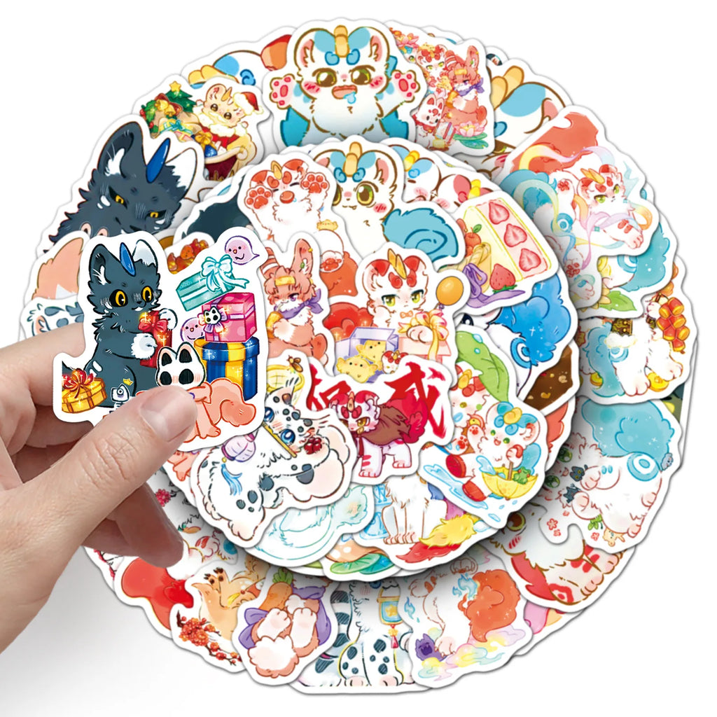 50Pcs Cartoon Anime Animal & Character Doodle Stickers Stationery Organizer Box Phone Notebook Guitar Fridge Suitcase DIY Decals