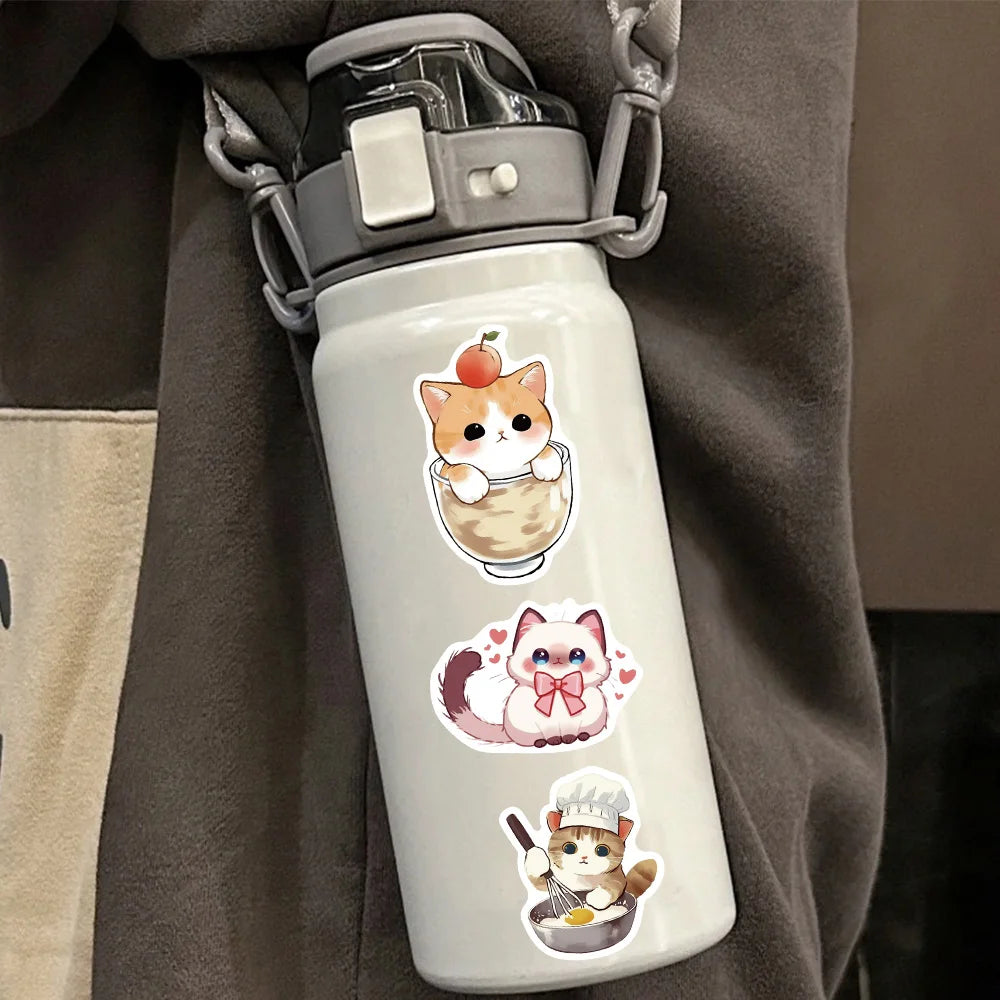 50PCS Cat Cute Creative Fun Stickers DIY Manual Speaker Decoration Luggage Notebook Water Cup Label Waterproof Stickers