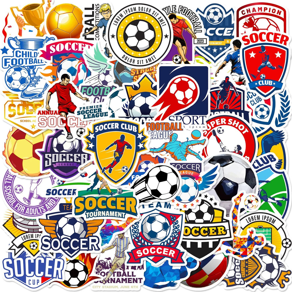 50PCS British Football Stickers, Kids School Supplies Laptop Phone Case Gift Box Decor Soccer Fan Decorative Art Stickers