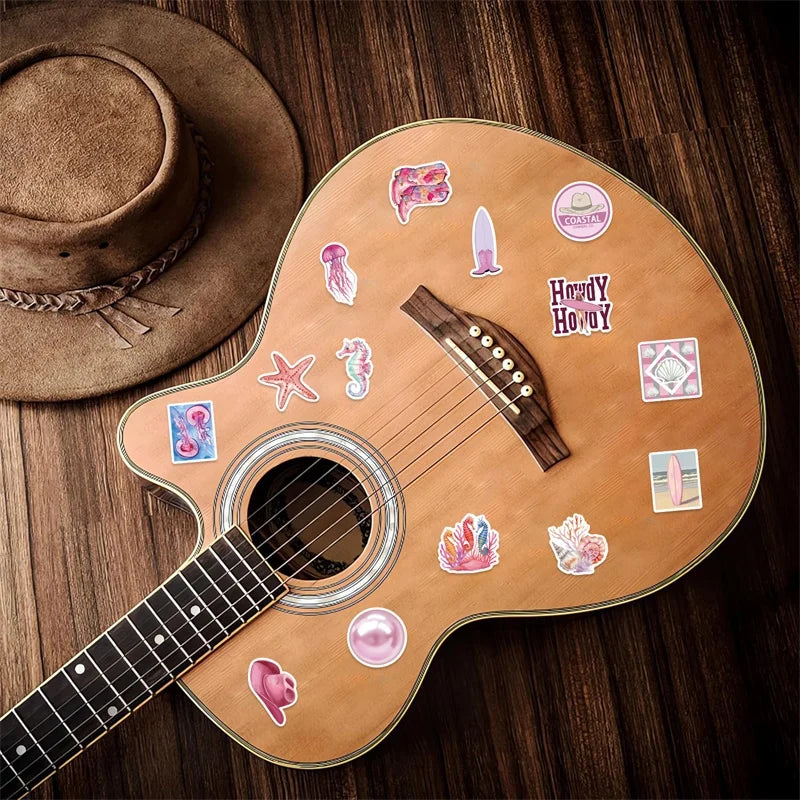 10/30/50PCS Kawaii Pink Beach PVC Sticky Sticker Aesthetic DIY Decoration Scrapbooking School Stationery Supplies for Kids