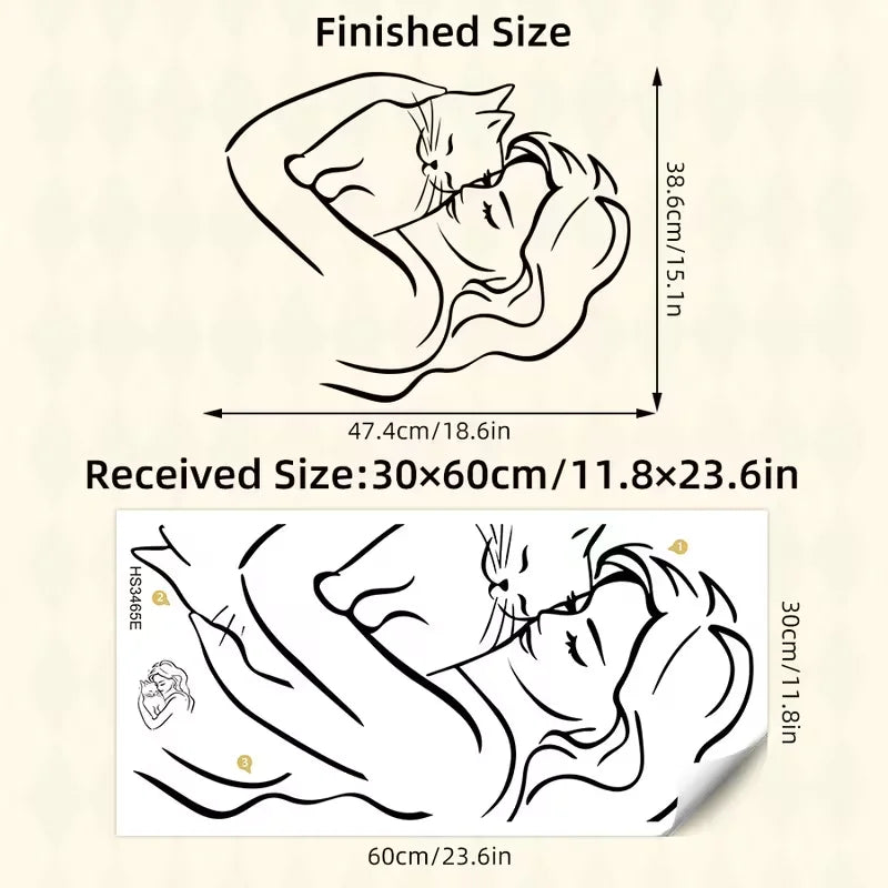 One Piece of PVC Stylish Wall Stickers for Lovers, Featuring The Silhouette of a Woman Holding a , Suitable for Decorating Walls