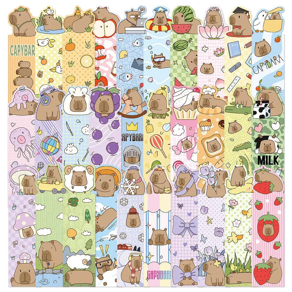30 Cute Cartoon Capybara Bookmark Small Niche Decoration Reading Book Bookmark Desk Hand Account Portable Bookmark