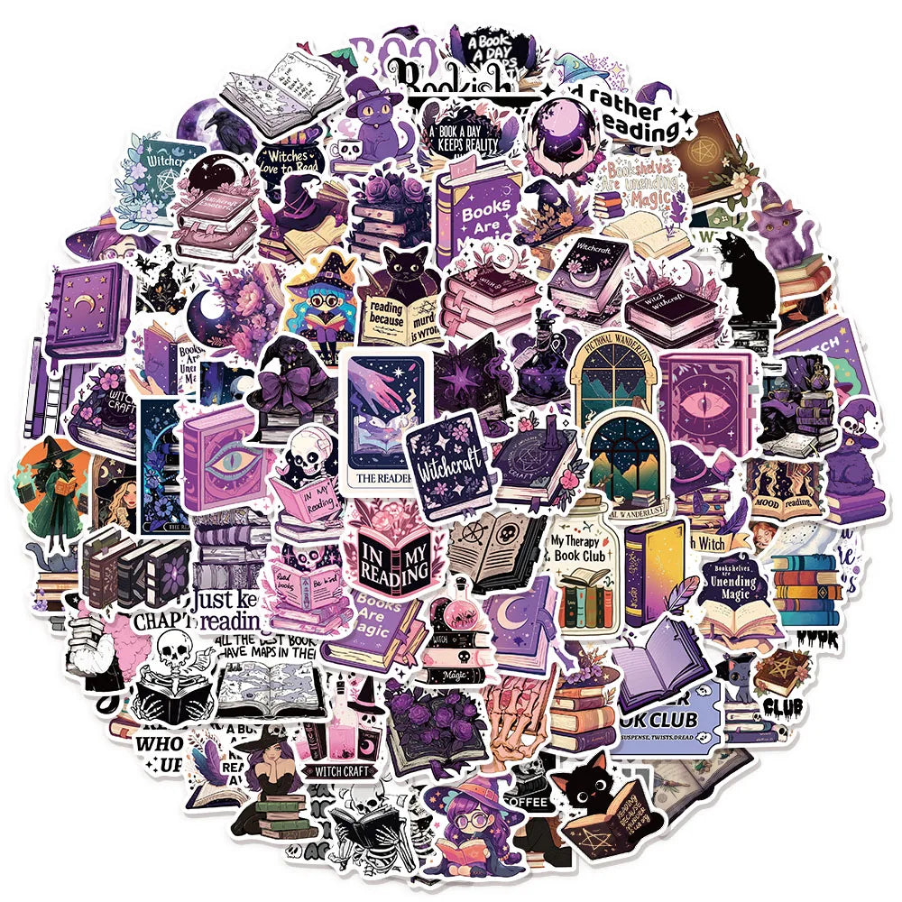 50/100PCS Witch Book Scroll Stickers Fun Graffiti DIY Manual This Label Decoration Phone Case Tablet Waterproof Stickers Toy