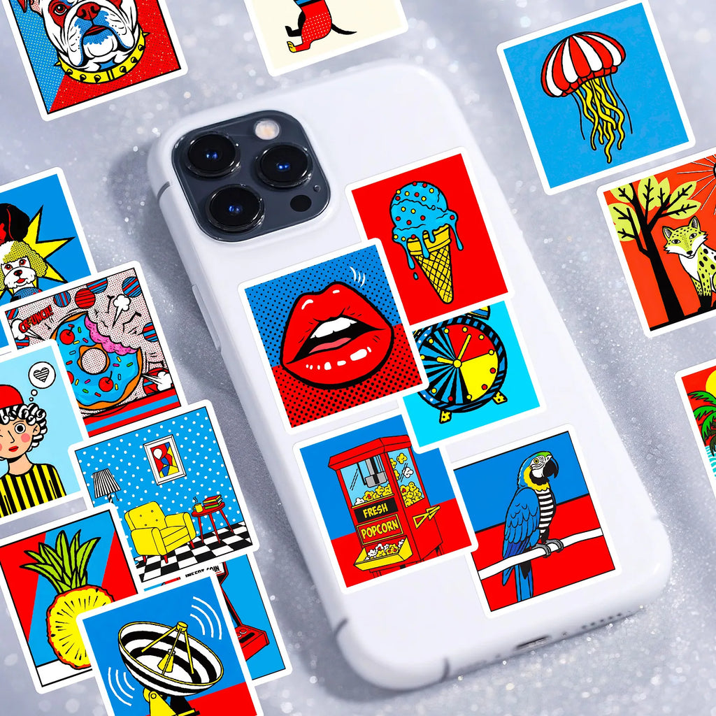 56/112 Pcs Cartoon Pop Art Doodle Stickers for Stationery Box Desk Helmet Vase Cup Phone Laptop Reward Stickers