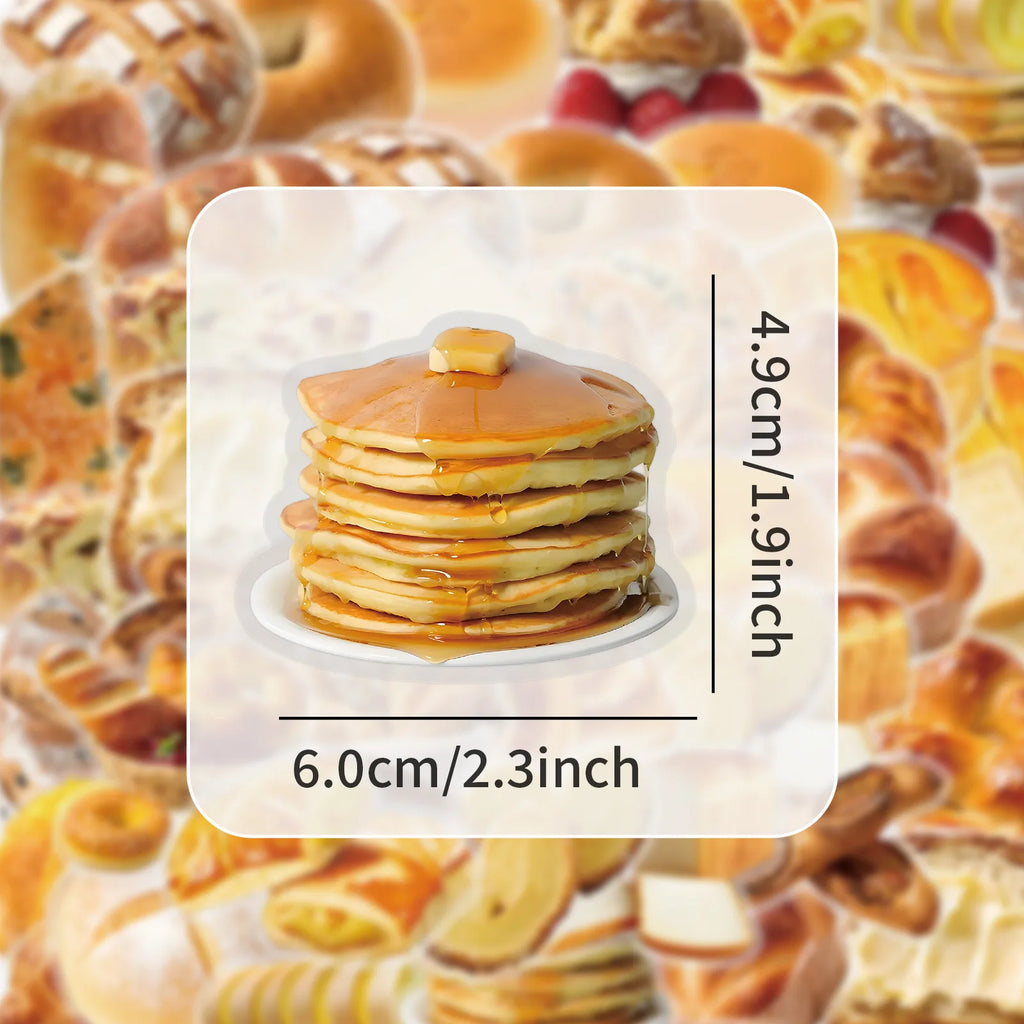50/100 Pcs Cartoon Bread Series PET Clear Creative Waterproof Stickers for Fridge Cabinet Cup Stationery Box Suitcase Decals