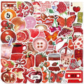 10/30/50PCS Kawaii Red Cherry PVC Sticky Sticker Aesthetic DIY Decoration Scrapbooking School Supplies for Kids