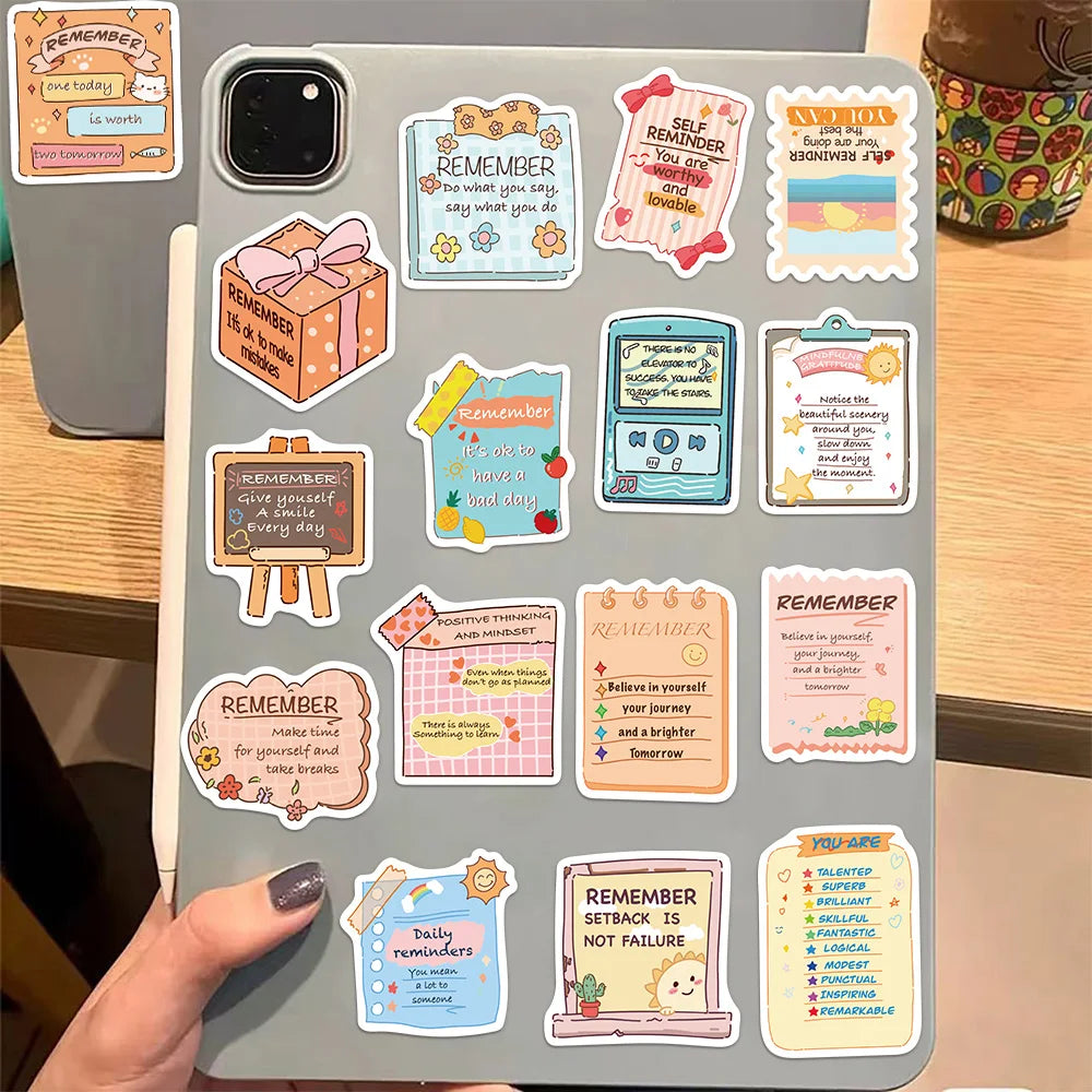 50PCS Inspirational English Short Sentences Fun Stickers DIY Manual Speaker Decoration Bags Notebooks Water Cup Labels Stickers