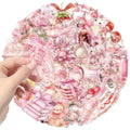 50Pcs Pink Fairy Tale Sticker Pack Transparent PET Phone Case Back Decor ,DIY Scrapbook, Journaling, Laptop, Bumper, Skateboard