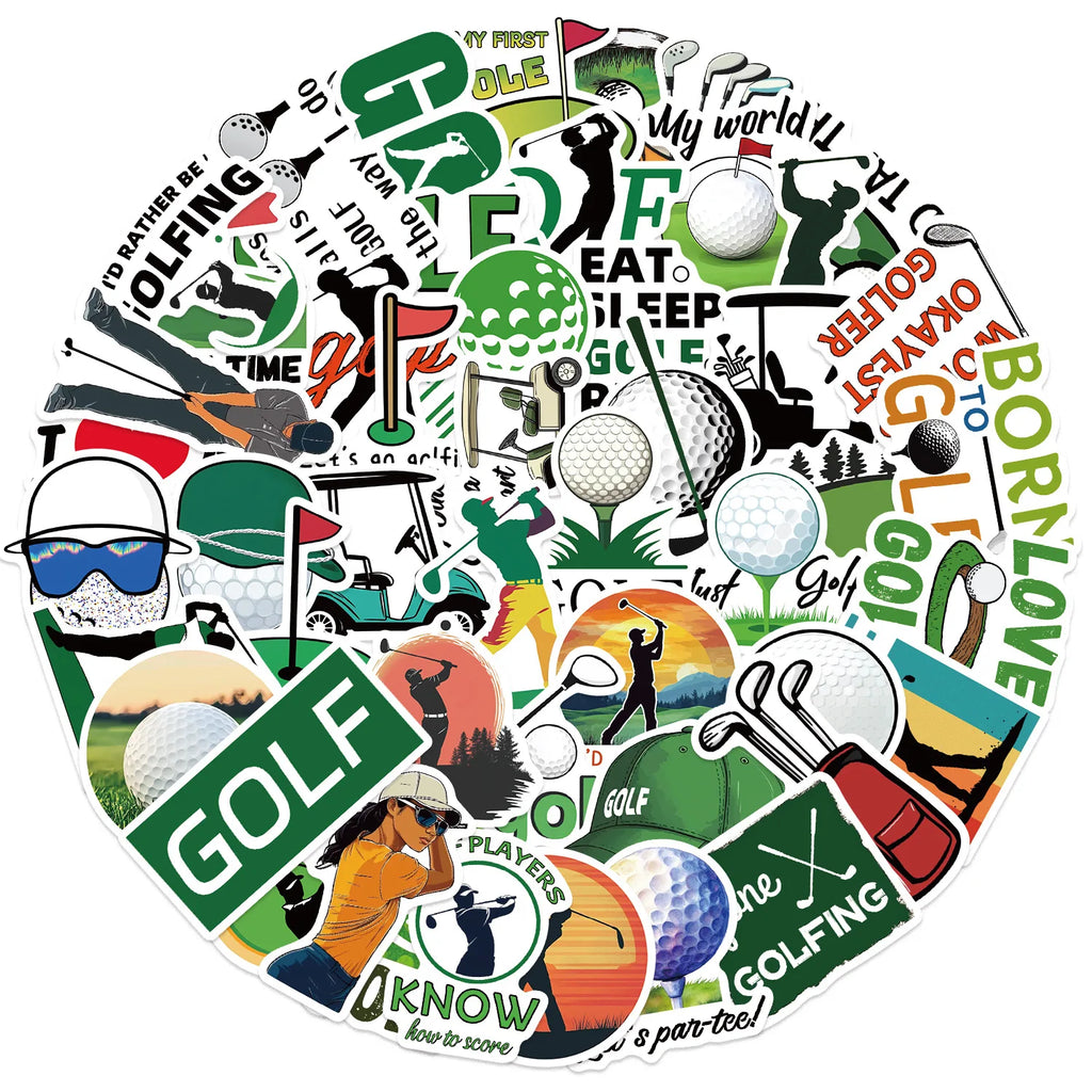 50PCS Cartoon Golf Graffiti Stickers Decor Guitar Notebook Luggage DIY Waterproof Stickers