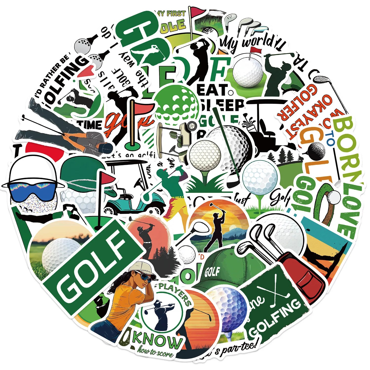 50PCS Cartoon Golf Graffiti Stickers Decor Guitar Notebook Luggage DIY Waterproof Stickers