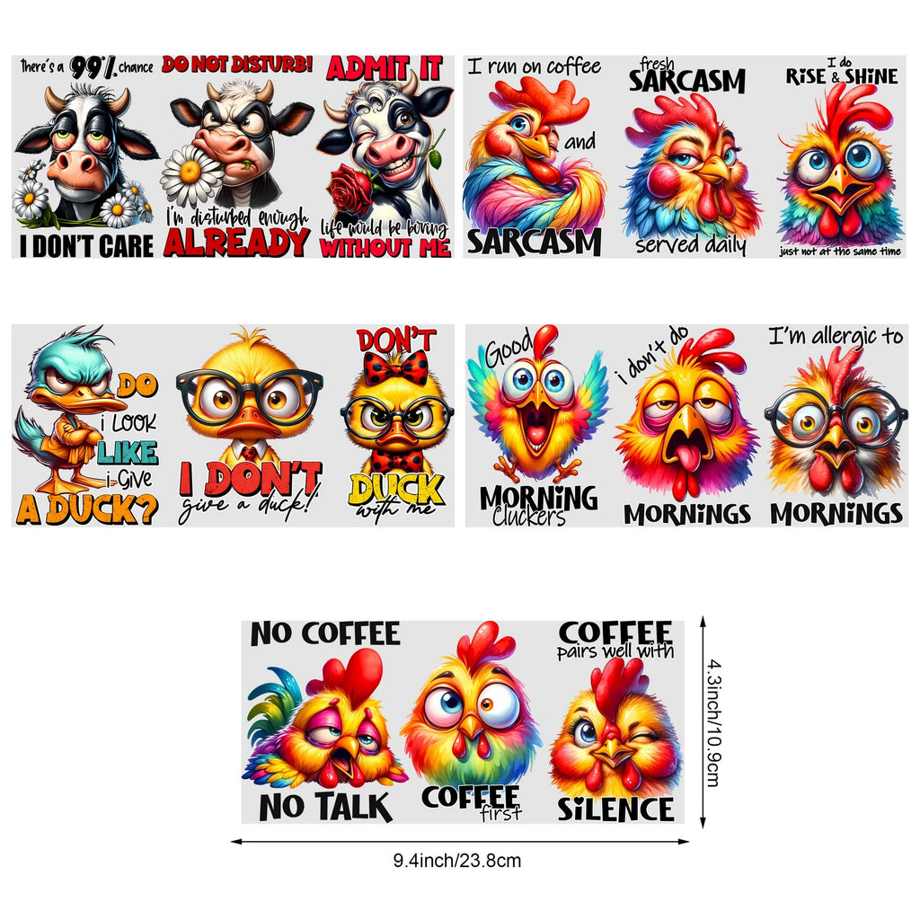 5 sheets animal UV DTF cup packaging suitable for 16oz glass cups, waterproof UV DTF stickers suitable for 16oz glass cups