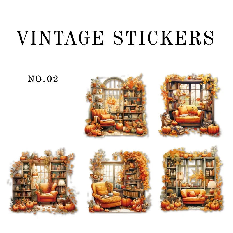 6Style 10pcs/pack Retro Sticker Pack Creative Study Garden Courtyard Handbook DIY Material Decor Sticker For Stationary Notebook