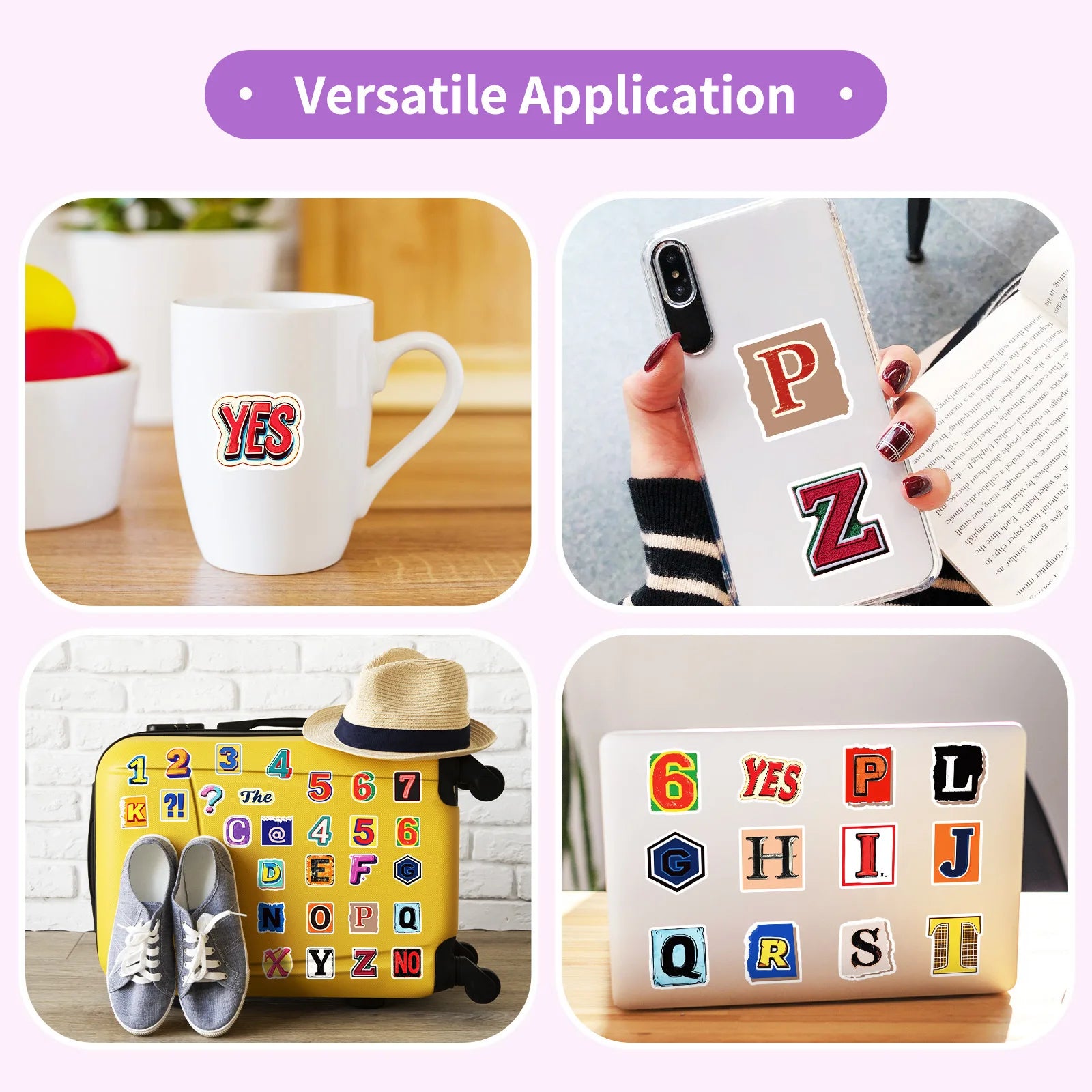 50/100PCS Retro English Alphabet Series Waterproof Decorative Stickers Creative Colorful Stationery Notebook Stickers