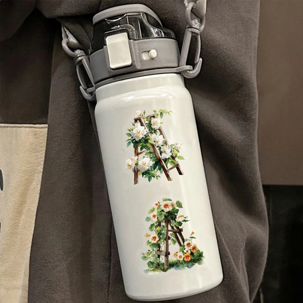 50PCS Creative Simple Flower Ladder Decoration Graffiti PET Stickers DIY Phone Case Laptop Tablet Toy Stickers