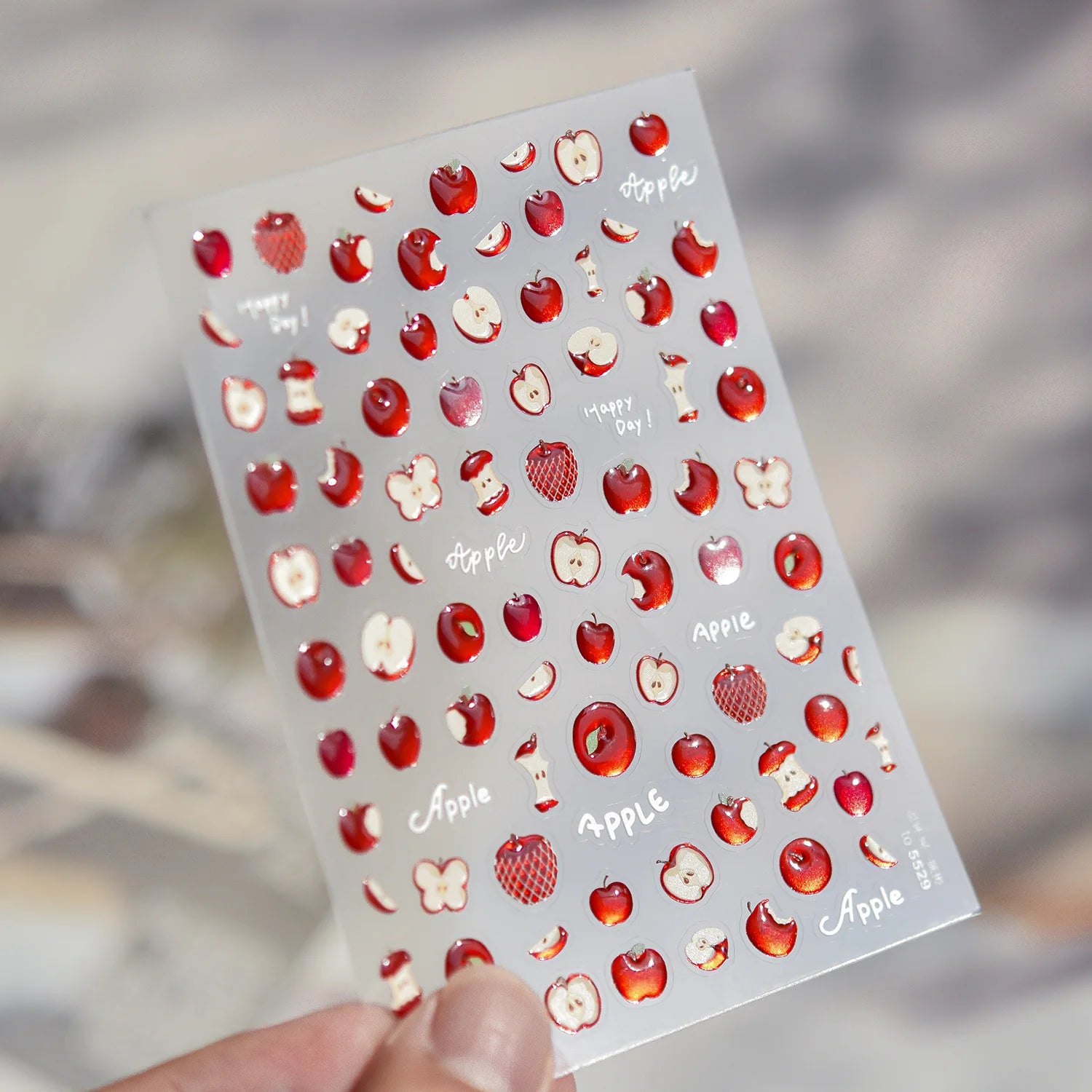 Red Green Apple Nail Art Accessories Stickers Jelly Nail Stickers Self Adhesive Fresh Apple Pattern Nails 3D Decorations Decals