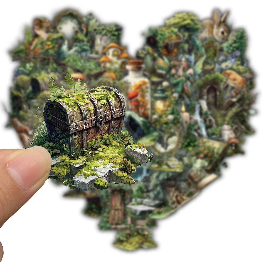 50/100PCS Forest Themed Green Stickers Decoration Notebook Laptop Luggage Art Coffee Phone Bicycle Cute Graffiti Case Sticker