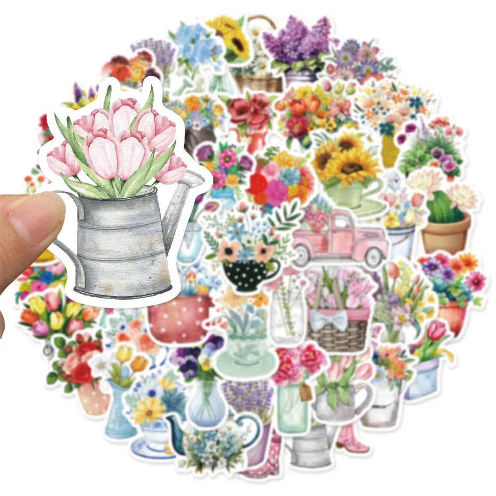 50PCS Transparent Cartoon Christmas Bottle Gift Decorative Stickers DIY Handmade Album Fixed Phone Laptop Sticker Toys