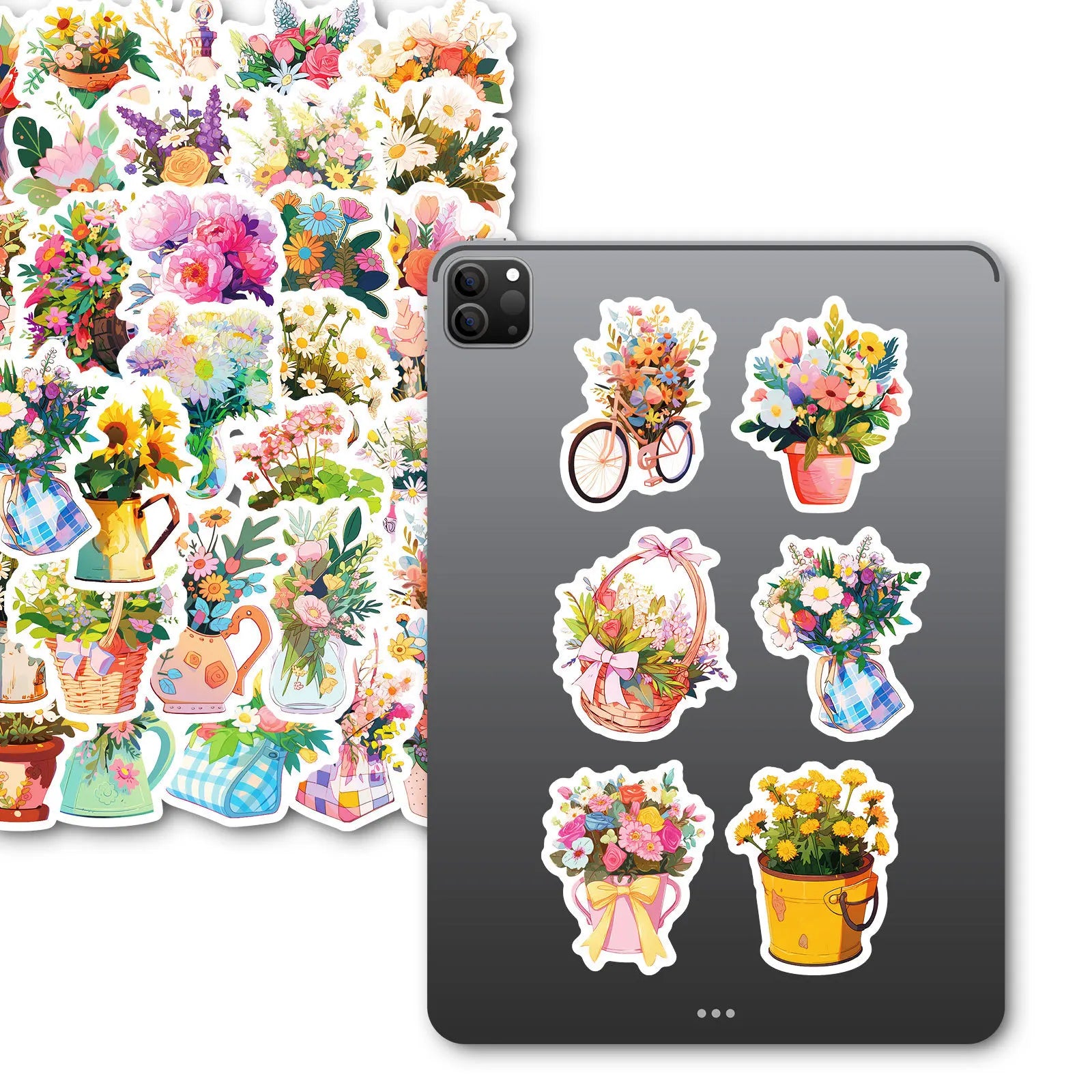 50/100PCS Flowers Handheld Various Flowers Graffiti Stickers Booklet Luggage Decoration Notebook Stationery Pen Holder Stickers