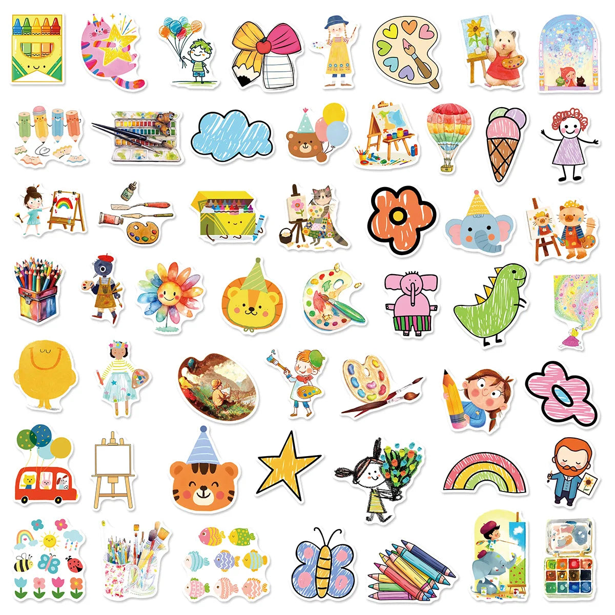 50PCS Cartoon Cute Drawing Graffiti Stickers Water Cup Desk Decoration Children Notebook Waterproof Stickers