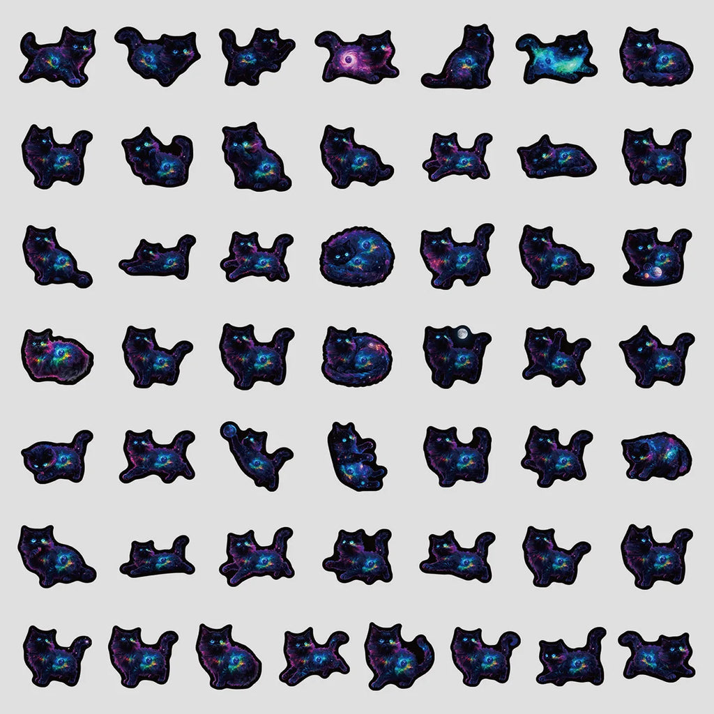 50/100PCS Starry Sky Cat Graffiti Stickers Creative Cartoon Cat Stickers Hand Account Water Cup Waterproof Stickers