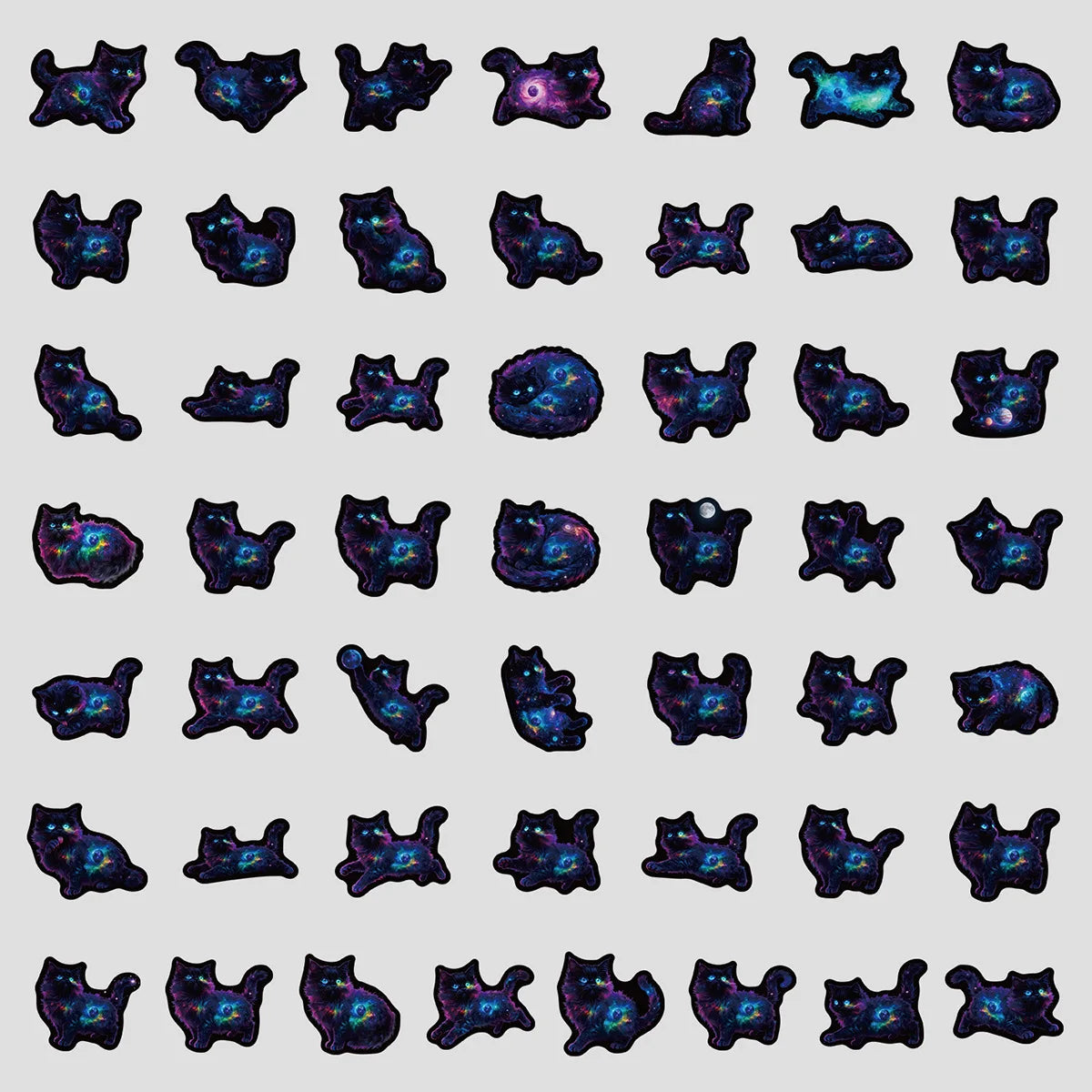 50/100PCS Starry Sky Cat Graffiti Stickers Creative Cartoon Cat Stickers Hand Account Water Cup Waterproof Stickers