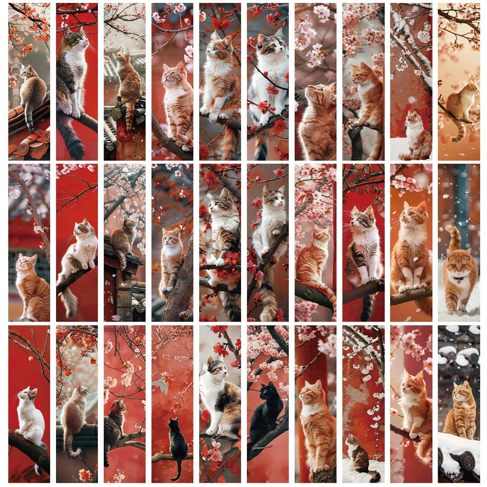 30PCS The Forbidden City and Cats Bookmarks Aesthetic Personalized Laptop Animals Cartoon Luggage Room Gifts Reading Accessories