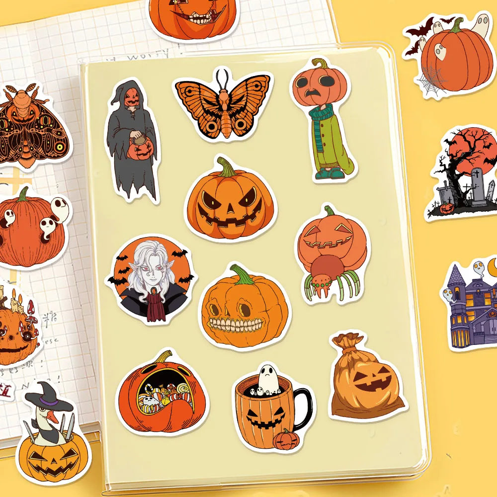 50PCS Halloween Ghost Fun Stickers DIY Computer Scrapbook Refrigerator Phone Case Speaker Guitar Toy Stickers