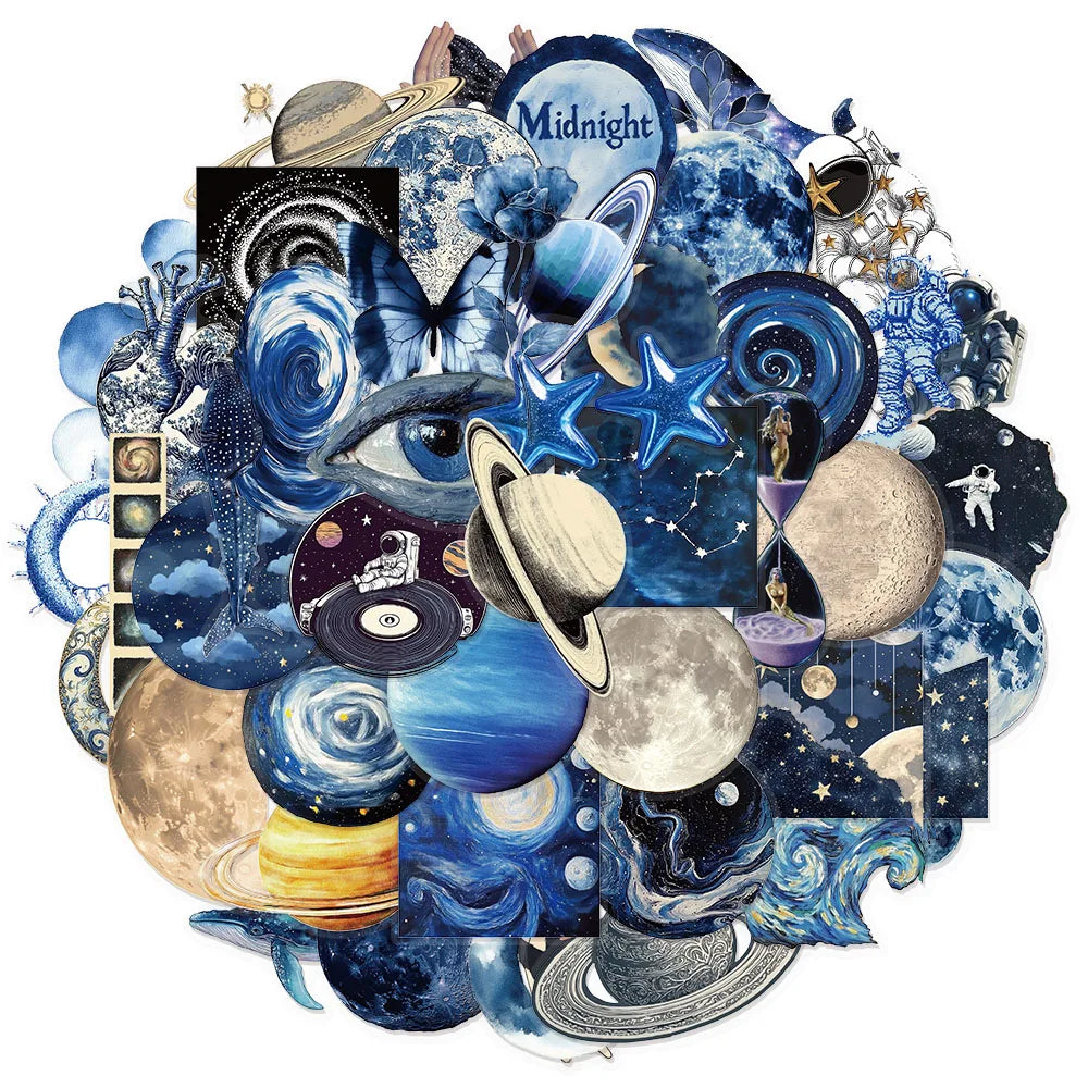 50PCS Transparent Astronomy Space Planet Stickers Cartoon DIY Stickers Graffiti Skateboard Phone Case Tablet Electric Stickers