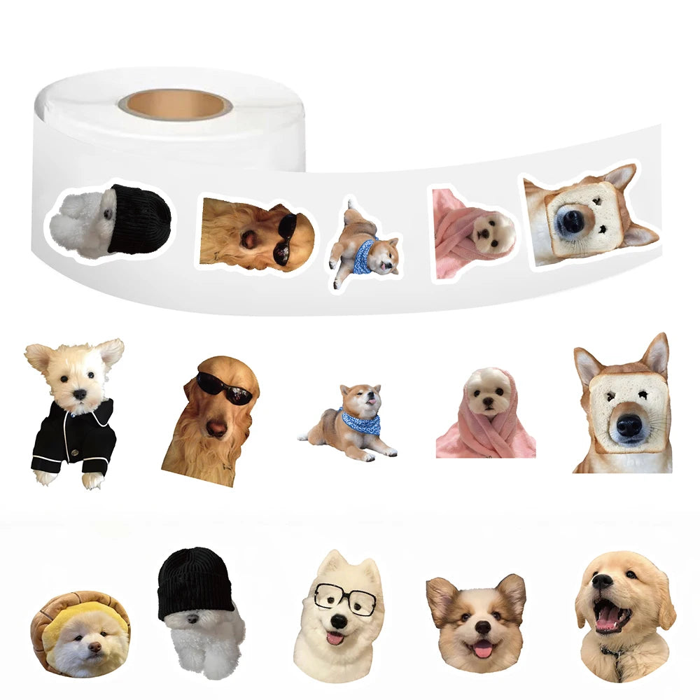 500PCS Kawaii Cute Dog Roll Sticker Cute Waterproof Graffiti Cartoon Cafe Skateboard Car Gift Watercolor Laptop Phone Decals ﻿