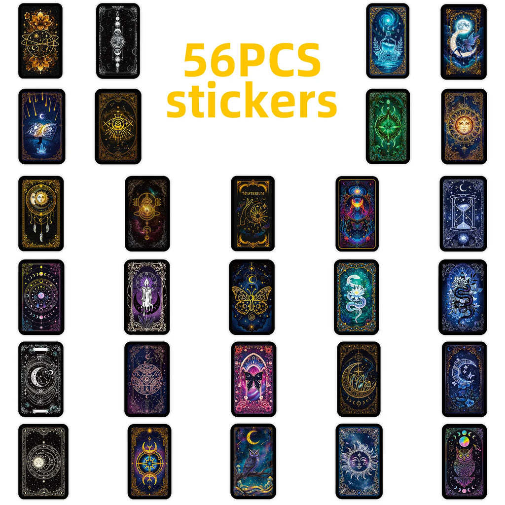 56PCS Celestial Astrology Magic Stickers Sun Moon Tarot Elements Stationery DIY Notebook Album Luggage Aesthetic Sticker