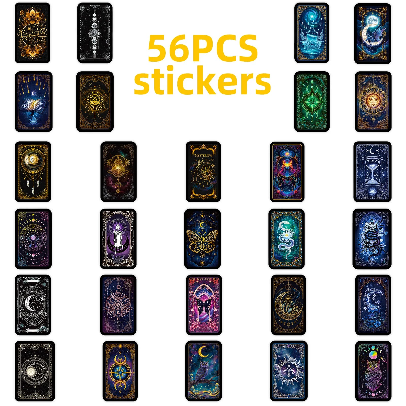 56PCS Celestial Astrology Magic Stickers Sun Moon Tarot Elements Stationery DIY Notebook Album Luggage Aesthetic Sticker