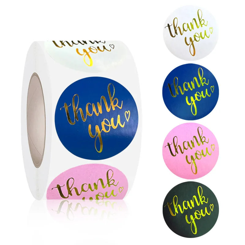 500pcs Thank You Stickers 1" Thank You for Small Business Adhesive Sticker Label for Business,Birthdays,Weddings,Giveaways,Party
