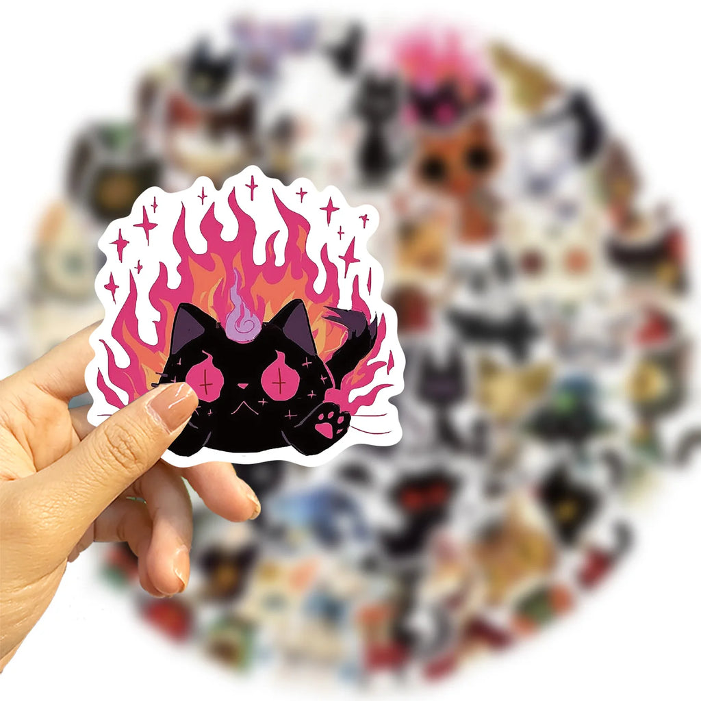 50/100PCS Gothic Weird Cat Graffiti Stickers Decorative Guitar Notebook Luggage DIY Waterproof Stationery Stickers