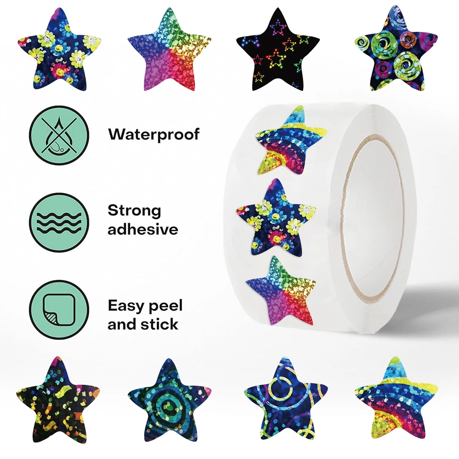 500Pcs/roll  cartoon Stars Stickers Love Shape Stickers Decorative Envelopes Sealing Stickers For Stationary