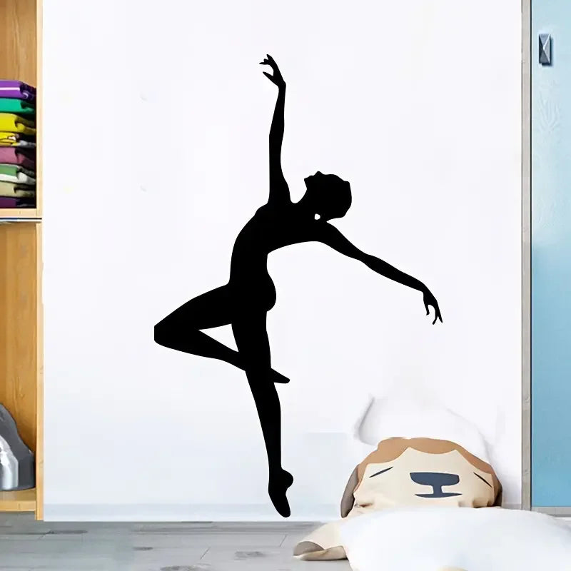 Chic Black Dancer Wall Decal - Contemporary PVC Self-Adhesive Sticker for Bedroom & Living Room Decor