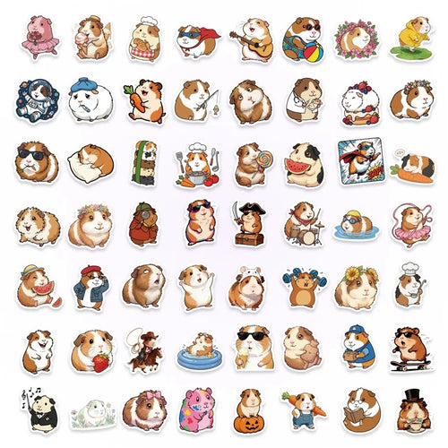 10/30/56PCS Cartoon Guinea Pig PVC Sticky Sticker Stationery DIY Children's Laptop Luggage Skateboard Decoration Scrapbooking