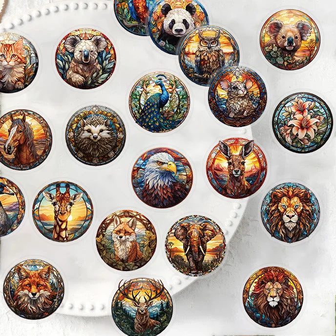 50Pcs transparent cartoon colored glass ball animal sticker bag waterproof PET hand account decoration guitar laptop