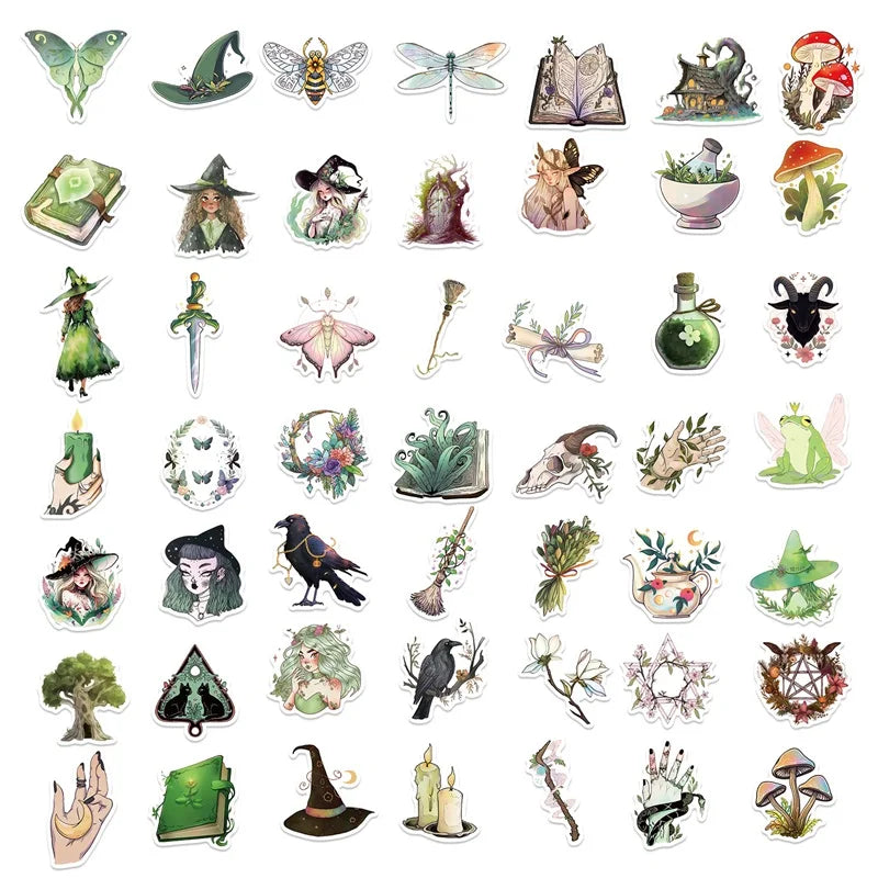 10/30/50PCS Kawaii Forest Witch Decoration Scrapbooking PVC Sticker Aesthetic Korean Stationery School Supplies for Kids