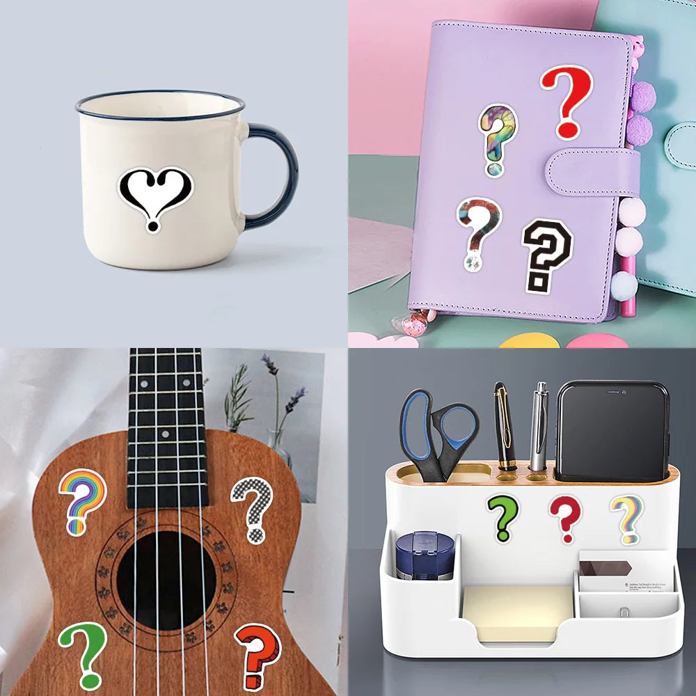 60/120PCS Fun Question Mark Graffiti Sticker Car Luggage Case Water Bottles Helmet Notebook Stationery Sticker