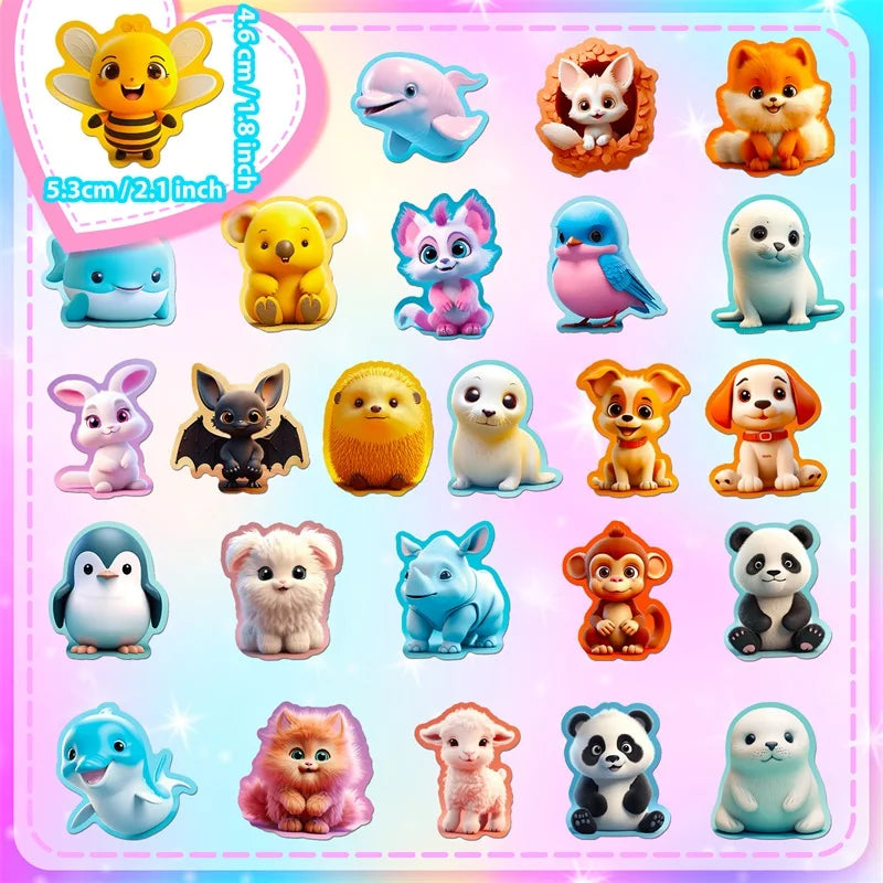 10/30/50PCS Cute 3D Cartoon Animal PVC Sticker Aesthetic Chidlren's Stationery Decoration Scrapbooking School Supplies for Kids