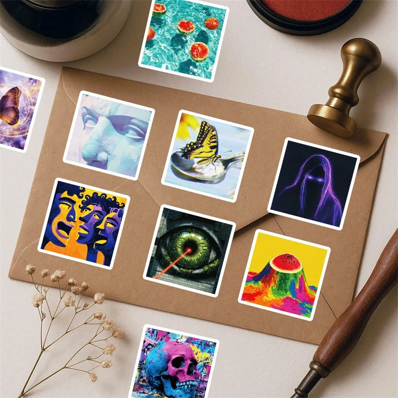 10/30/56PCS CuteAlien Vision PVC Sticky Sticker Aesthetic Children's Stationery DIY Decoration Scrapbooking School Supplies