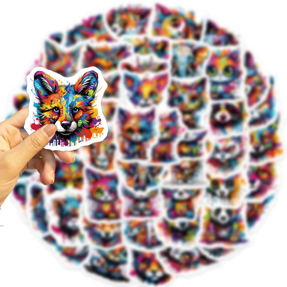 50pcs Cartoon Colorful Animal Aesthetic Graffiti Stickers Luggage Skateboard Laptop Guitar Sticker Decals Skins