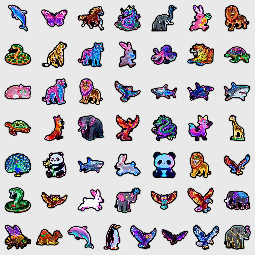 50/100PCS Neon Light Graffiti Stickers Water Cup Mobile Waterproof Decorative Stickers Creative Stationery Notebook Stickers