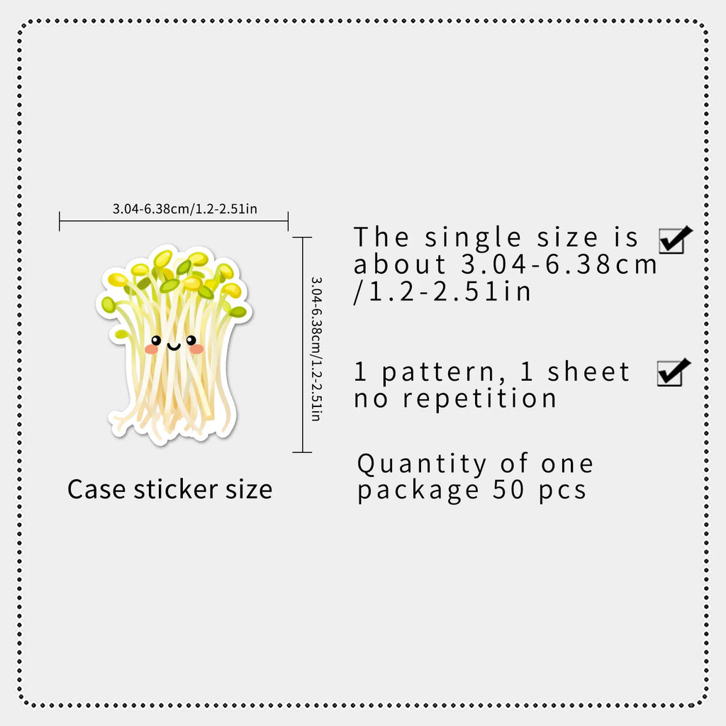 50Pcs Cartoon Hot Pot Ingredients Stickers, Cute Veggie Food Doodle Decals for Notebook Phone Cup Fridge Kitchen DIY Decor