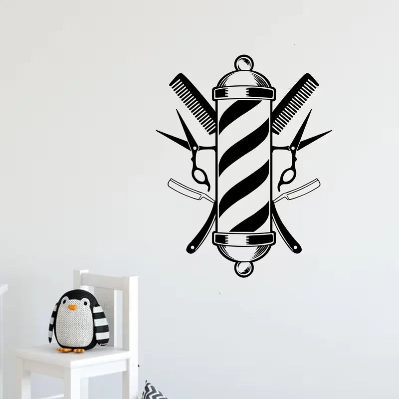 Barber Shop Wall Sticker Vinyl Windows Decal Beauty Salon Wall Sticker Hair Salon Home Decoration Art Interior Design Door Decor
