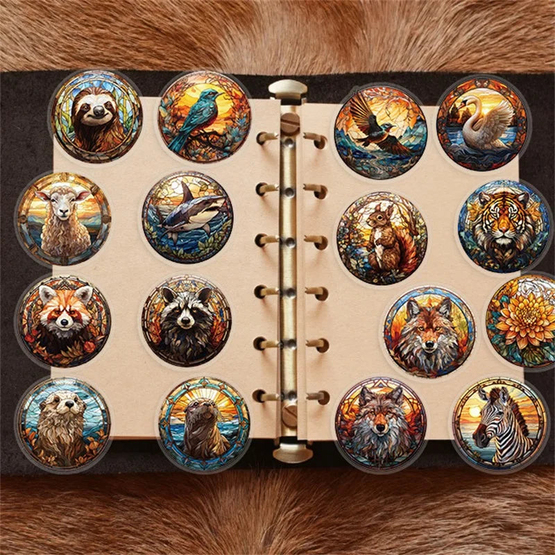 50PCS Glass Ball Animal PET Sticky Sticker Aesthetic Korean Stationery DIY Decoration Scrapbooking School Supplies for Kids